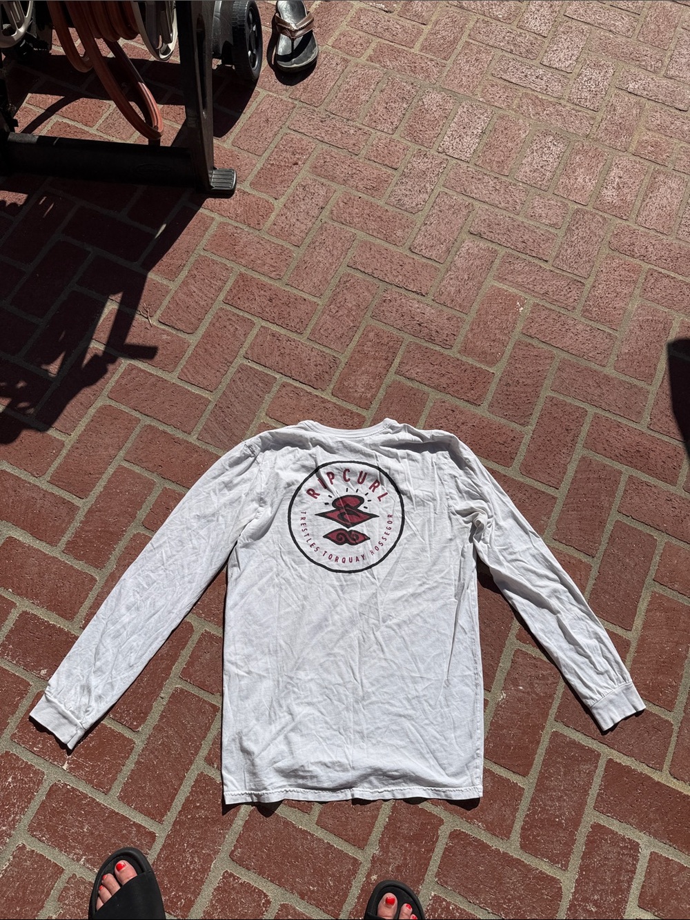 Rip Curl White Long Sleeve Tee with Red Logo